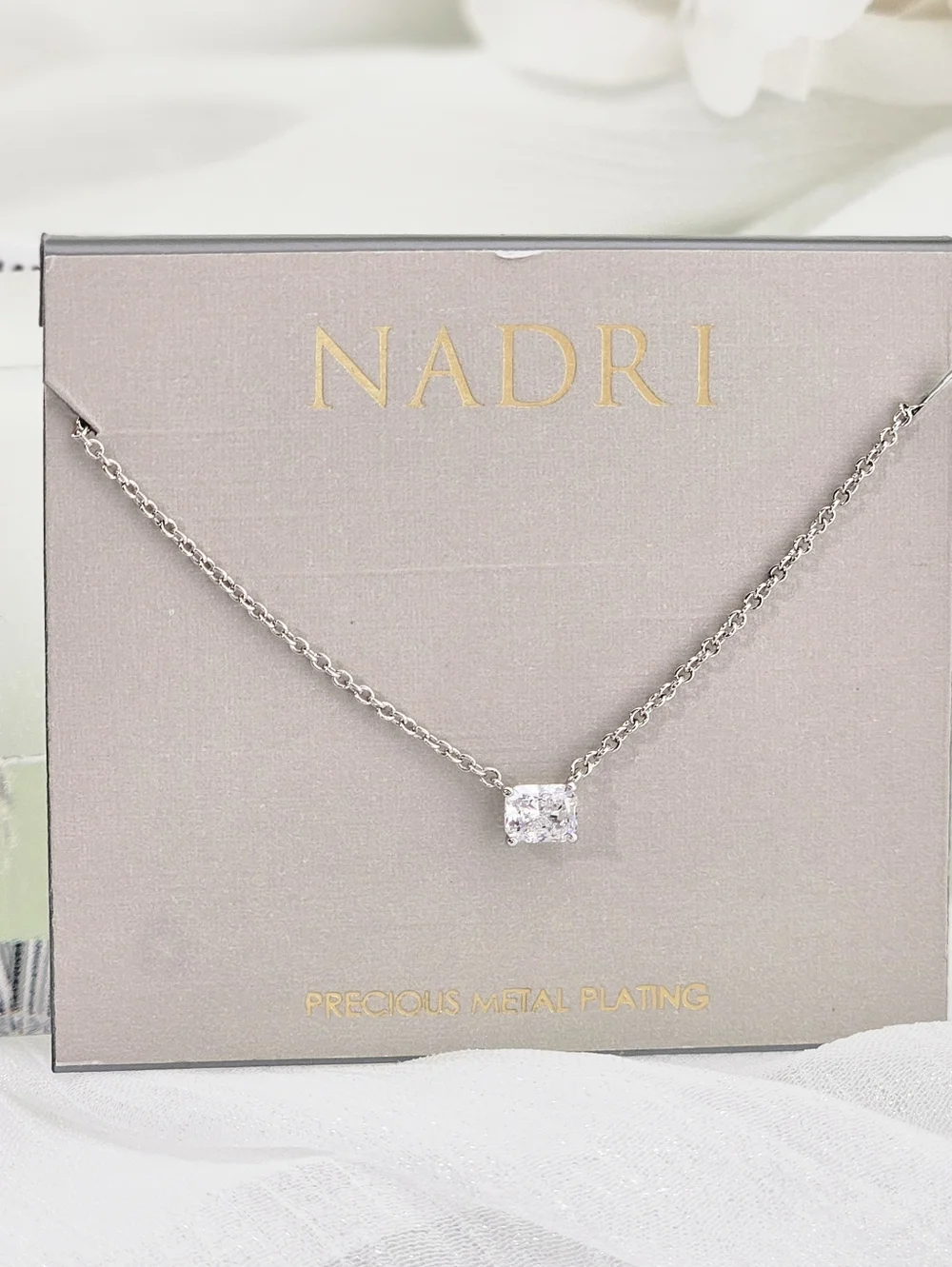 Nadri Necklace Modern Luv Small Emerald Cut Necklace Cubic Zirconia Pendant Gift - Picture 1 of 5